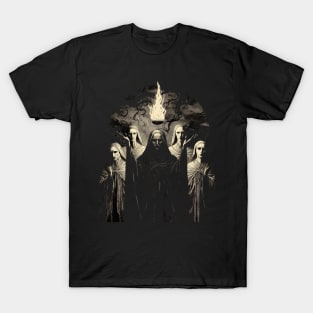 Initiates Of The Flame - occult esoteric dark fantasy illustration T-Shirt